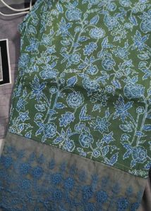 Blue Green Floral Anarkali Set