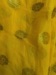 Elegant Yellow Saree with Gold Accents