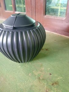 Black Plastic Ribbed Jar