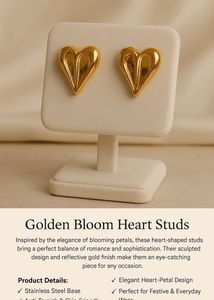 Golden Bloom Heart Studs