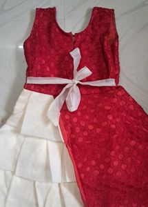 Red With White Gown.Festive And Formal