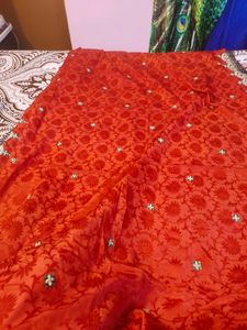 Crepe Silk Saree With Zardozi Work