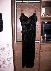 Elegant Black Velvet Slip Dress