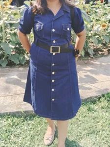 Korean Denim Dress with Belt