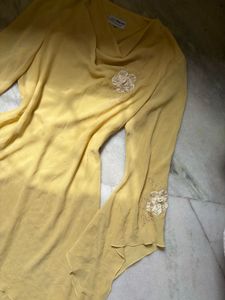 Rare Find Yellow Floral Embellished Kurti