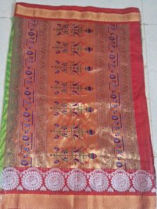 Elegant Green &amp; Red Saree