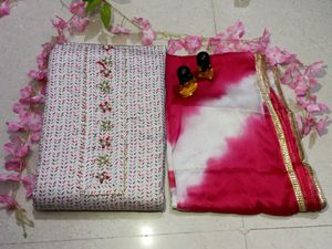 Unstitched Cotton Suit With Bottom And Dupatta. No Coins ❌ Only Cash ✅