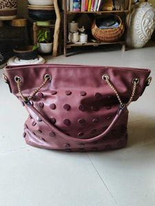leather Mauve Shoulder Bag