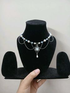 ₊˚⊹౨ handmade glacial frost beaded necklace ৎ ₊˚⊹