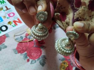 golden hair lock pin,and 3 jhumka set. all are new