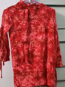Red Tie-Dye Blouse