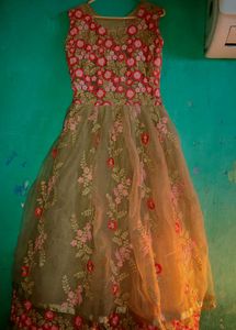 Floral Embroidered party gown.