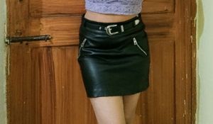 Pencil Leather Skirt With Little Flaws
