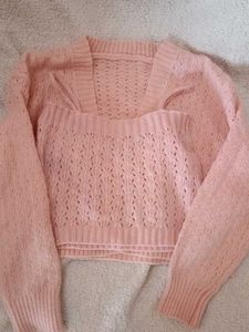 Pink Knit Bolero and Tank Set