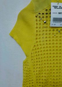 Trendy New Yellow Embellished Knit Top