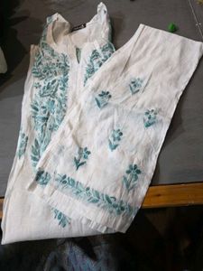 Elegant White  chikankari Kurta Set