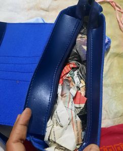 blue color sling bag