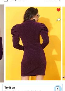 Knee Length Maroon Midi With Puff Shoulder