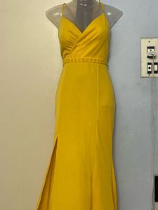 Pintrest Padded Yellow Tail Gown For Wedding Shoot