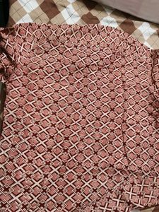 Fabindia Red Cotton Slim Fit Mid Placket Shirt