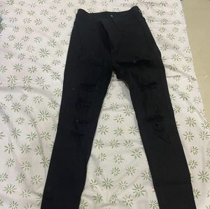 Ribbed High Waist Jeans.