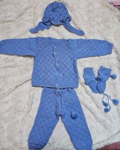 Baby Blue Knitted Outfit Set