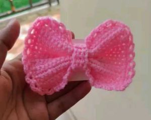 Pink Crochet Hair Bow
