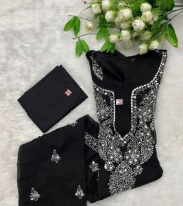 Elegant Black Chikankari Kurti 🖤