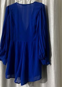 Blue Pleated Romper