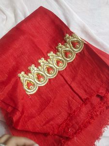 Heavy Border Work Saree With Blouse Piece
