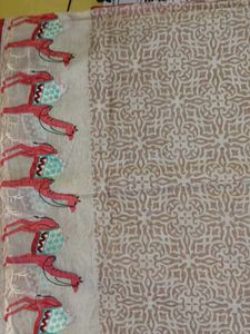 Camel Embroidered Scarf