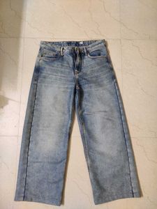 Denim Wide Leg Blue Faded Jeans