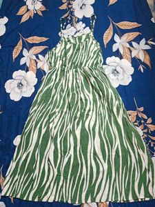 Green Zebra Print Dress