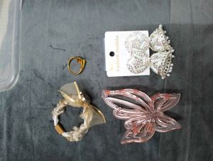 Accessory Bundle: Ring, Hair Ties, Earrings, Clip