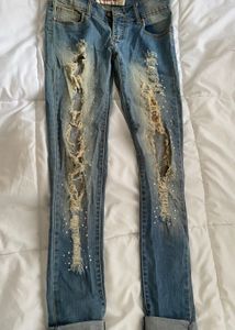 vintage fully bedazzled rugged jeans