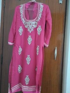 Hot Pink Embroidered Bridal Kurta Set