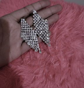 Silver Studded Necklace Set With Earrings