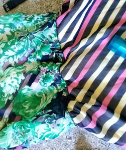 FLORAL DEEP BLUE &amp; SEA GREEN COMBINED DRESS