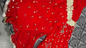 Red Embellished Fabric