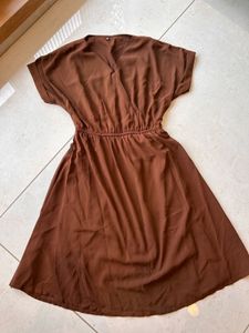 Brown Chiffon Mini Dress
