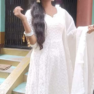 White Embroidered Anarkali