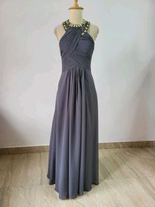 Elegant Navy Halter Gown