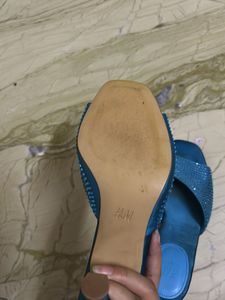 H&amp;M Blue Rhinestone Slides
