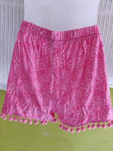 Pink Floral Pom-Pom Shorts