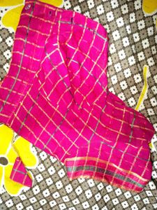 Magenta Checked Saree Blouse