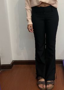 Black Bootcut Pant With Side Tie Up Detail