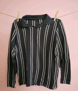 Striped Long Sleeve Polo Shirt