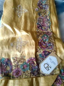 Heavy Calcutta work branded silk saree