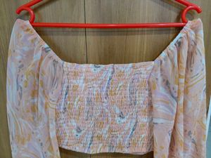 Crop Top with Balloon Sleeves