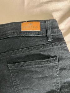 Black Denim Frayed Shorts